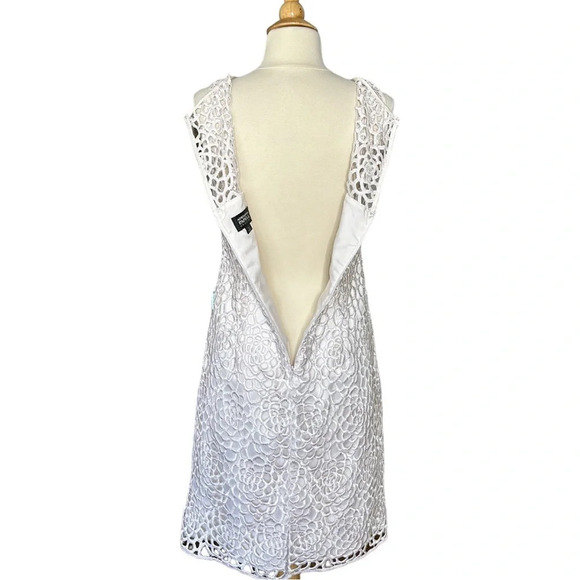 ADRIANNA PAPELL Evening White Crochet Lace Overlay Dress Occasion Party Size 6 - Picture 10 of 16